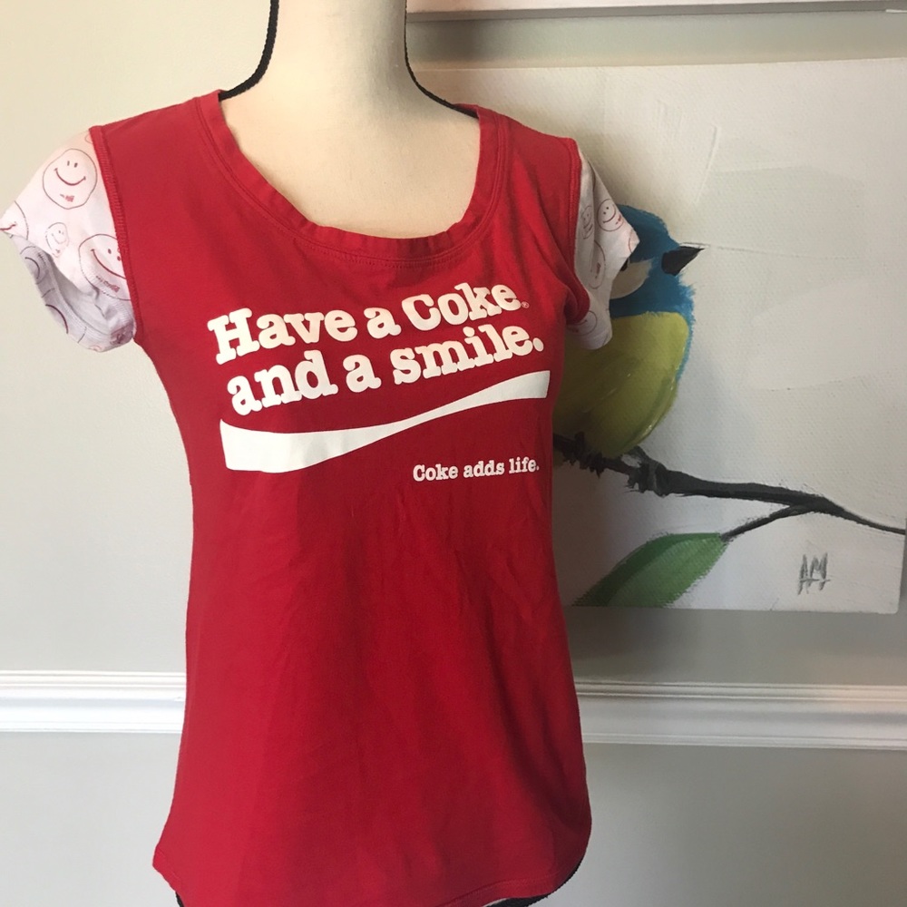 Coke-A-Cola red and white smile shirt ladi…
